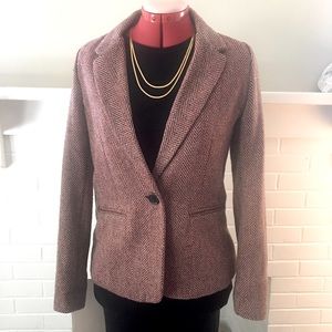 Brown, red, cream tweed blazer GUC